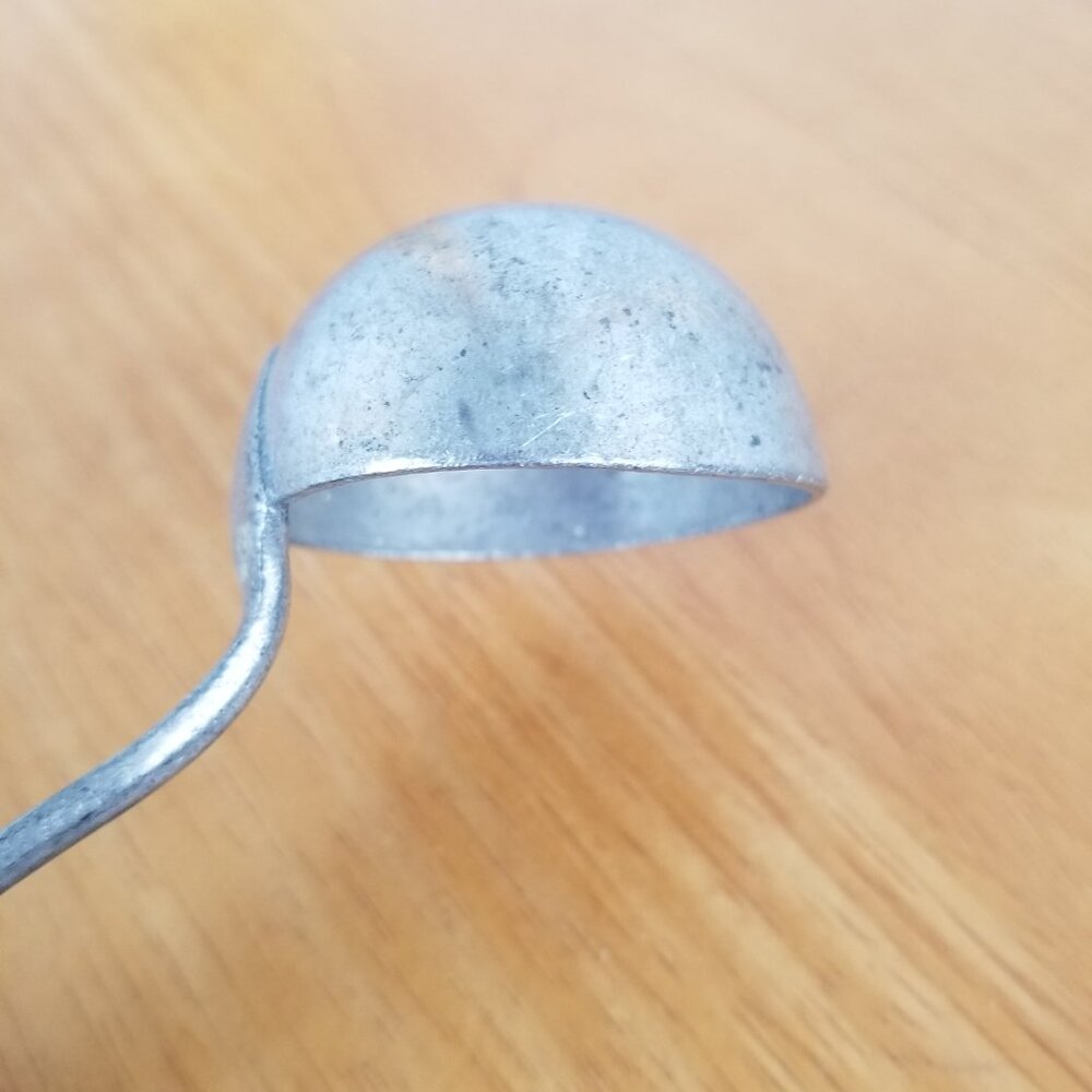 Nordic Pewter Small Ladle 8" Fat Skimmer Spoon Vintage Hallmark Stamped